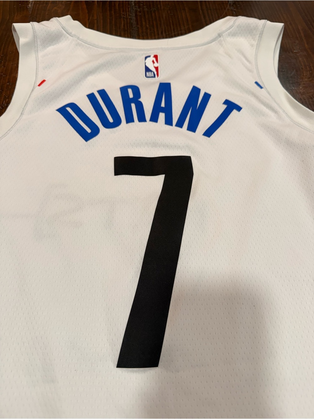 Nike Kevin Durant #7 White Jersey with Blue and Black Accents